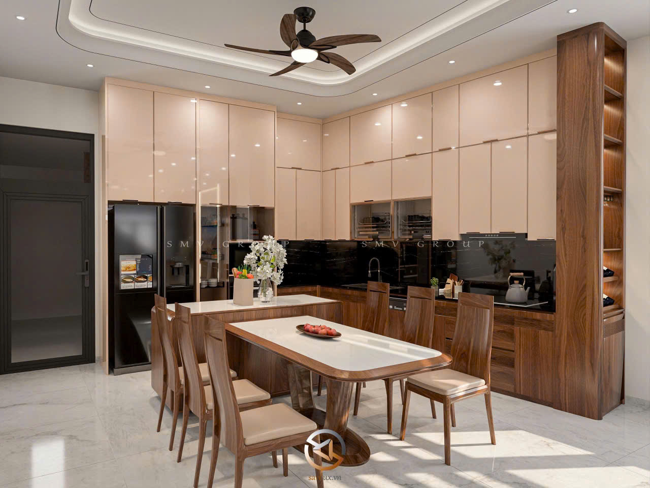 thiết kế nội thất tủ bếp bằng gỗ công nghiệp cao cấp 