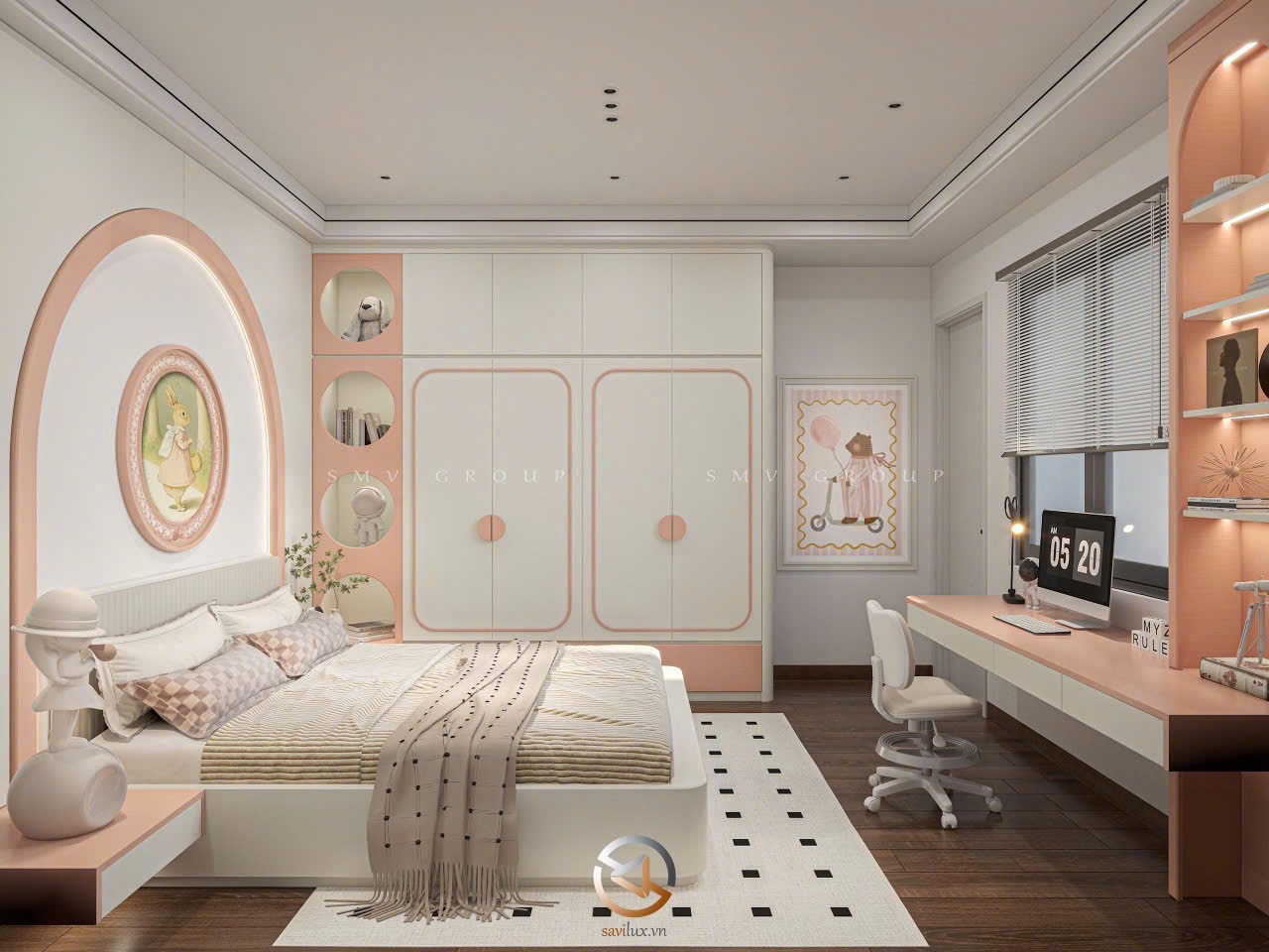 thiết kế 3D phòng ngủ 2 