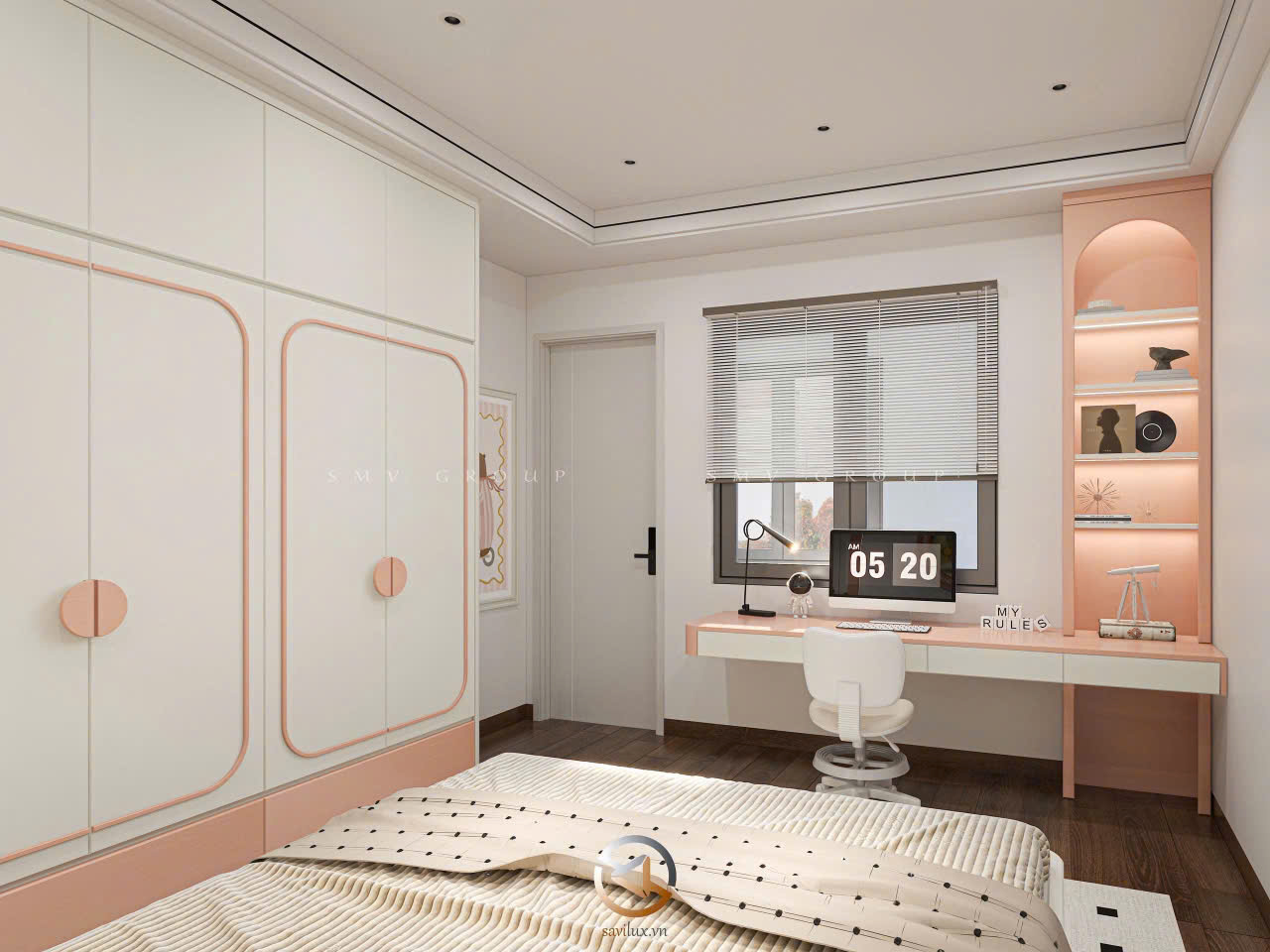 thiết kế 3D phòng ngủ 2 