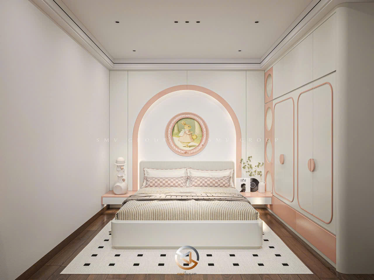 thiết kế 3D phòng ngủ 2 